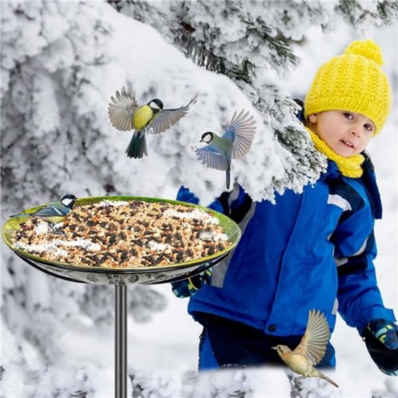 Metal Bird Bath for Outside, Vintage Freestanding Birdbaths & Birdfeeder - Picture 6 of 8
